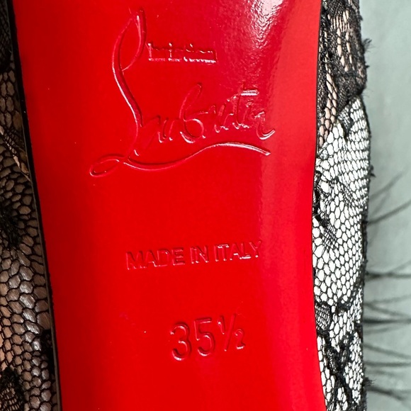 🌺CHRISTIAN LOUBOUTIN 👠 Pink Satin And Black Lace Platform Pump Size: 35.5 - Picture 13 of 13